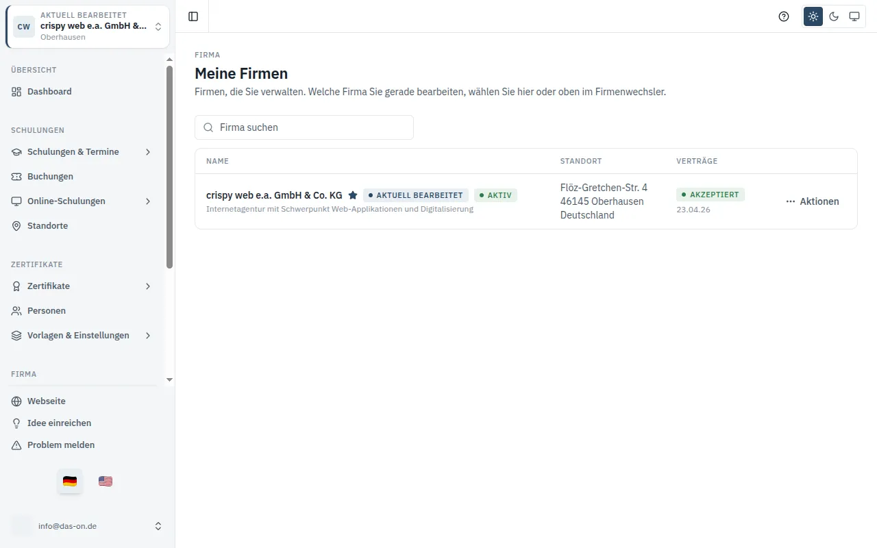 Screenshot for the guide: Set up a company