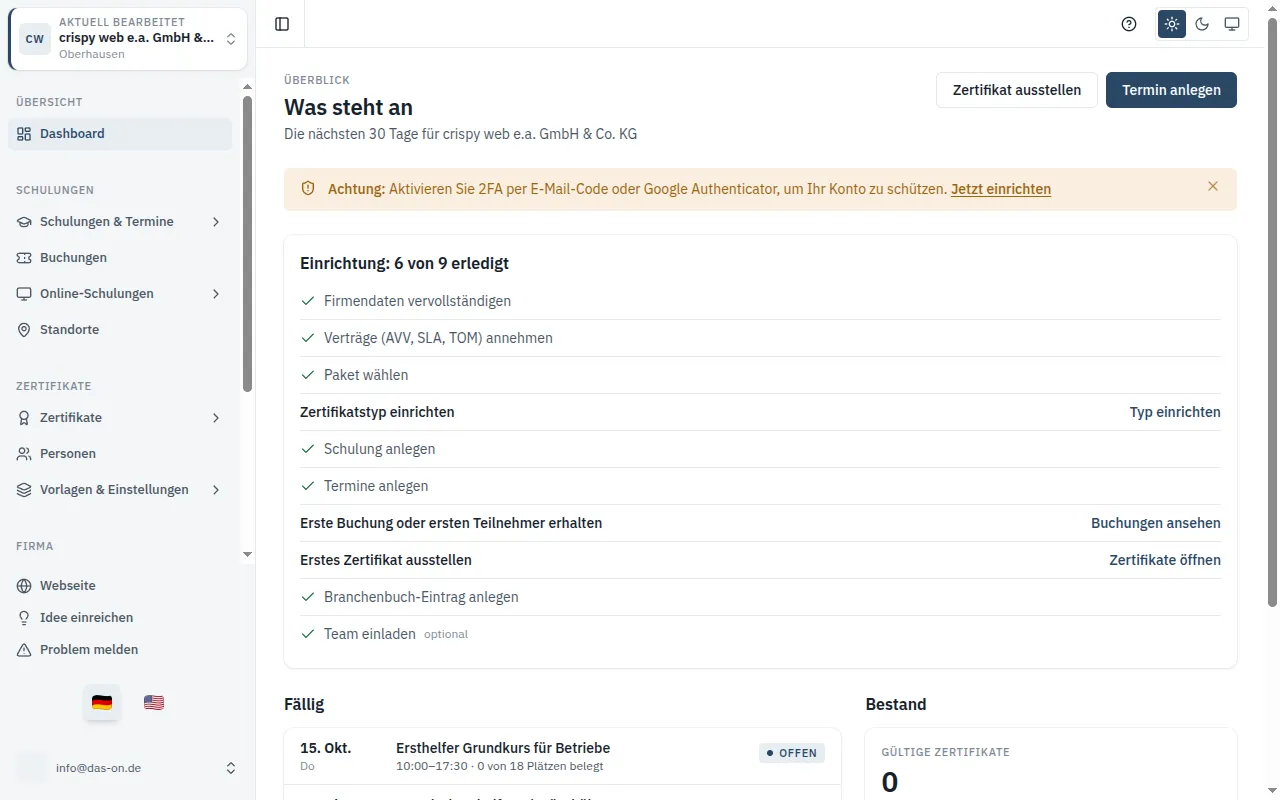 Screenshot for the guide: The start page